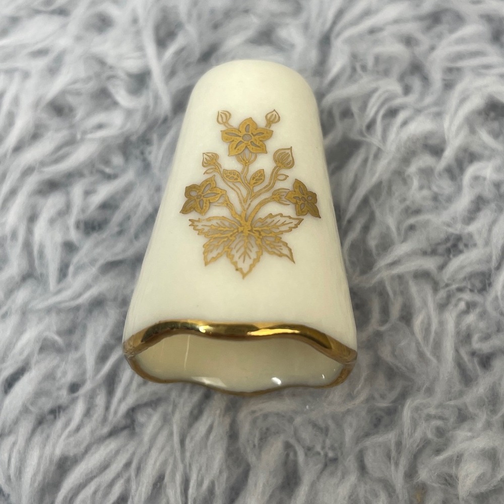 Lenox Thimble Unisex OS Cream Gold Floral Bone China Special Edition